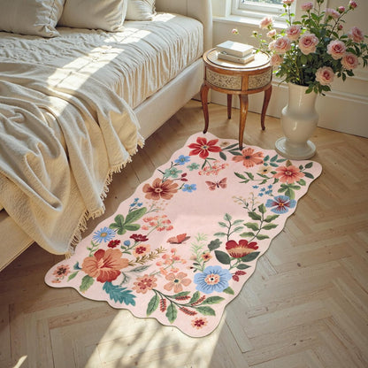 Floral Pink Rugs for Entryway, 2X3 Washable Kitchen Rug Non Slip