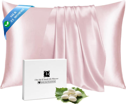 21 Momme 100% Mulberry Silk Pillow Case Standard 20x26, Soft Pink