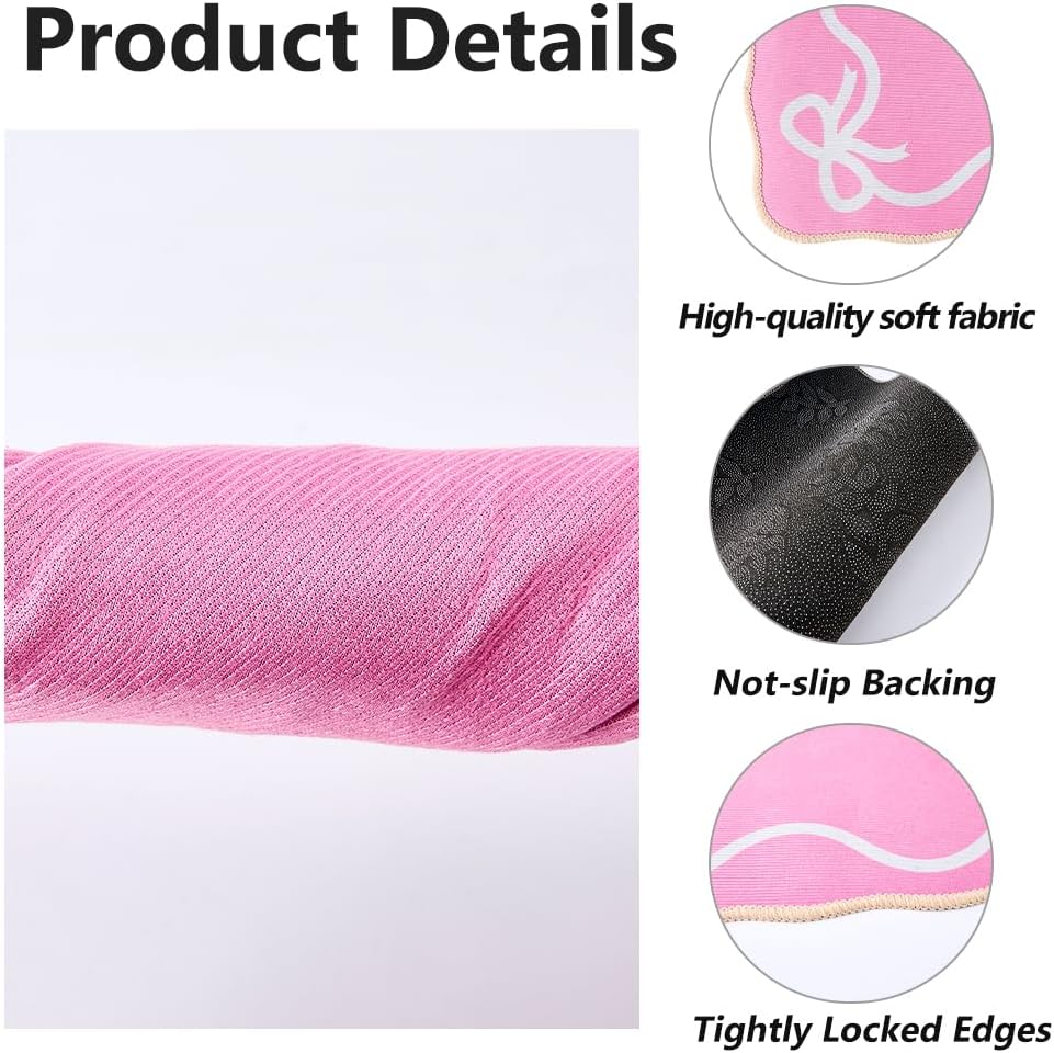 2Pcs Pink Bow Bathmat Rug Cute Bow Bathroom Mat 23.03x14.96x0.16 Inch Polyester Non-Slip Bath Mat Soft Absorbent Bows Carpet for Floor Shower Apartment