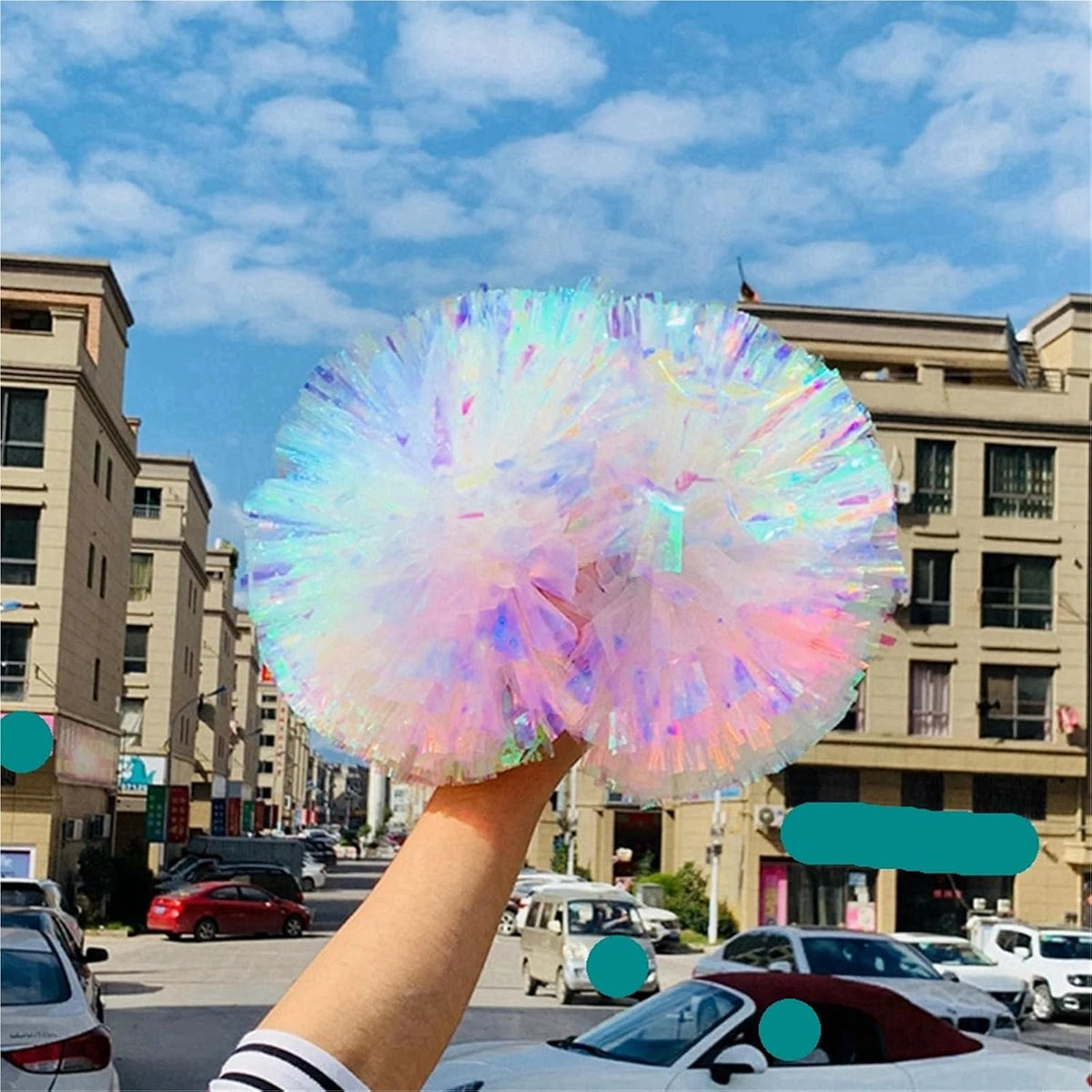 2pcs Cheerleading Pom Poms with Handle Cheer Balls Dance Cheerleading Accessories Cheering Squad Spirit Team Sports Dance Props