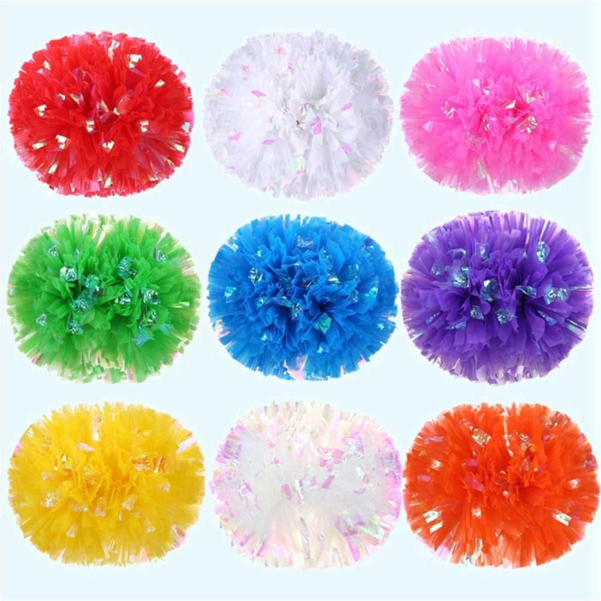 2pcs Cheerleading Pom Poms with Handle Cheer Balls Dance Cheerleading Accessories Cheering Squad Spirit Team Sports Dance Props