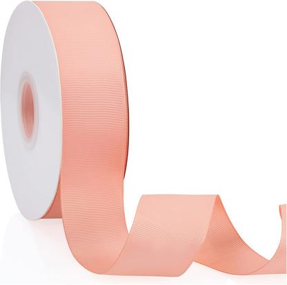 Peach 1.5" X 50 Yards Solid Color Double Faced Grosgrain Ribbon for Gifts Wrapping, Wedding, Party, Crafts
