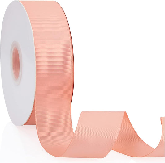 Peach 1.5" X 50 Yards Solid Color Double Faced Grosgrain Ribbon for Gifts Wrapping, Wedding, Party, Crafts