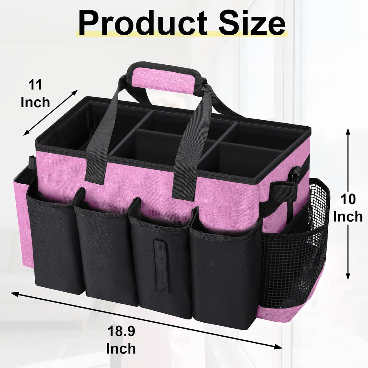 Wearable Large Cleaning Caddy Bag for Housekeepers (Pink)