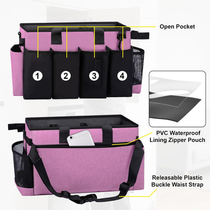 Wearable Large Cleaning Caddy Bag for Housekeepers (Pink)