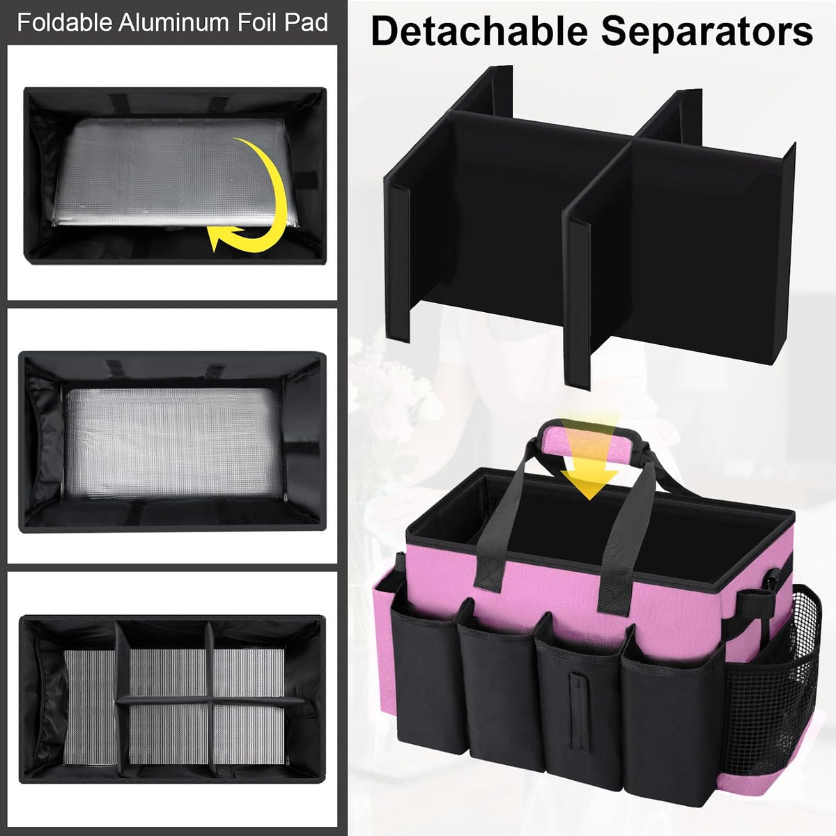 Wearable Large Cleaning Caddy Bag for Housekeepers (Pink)