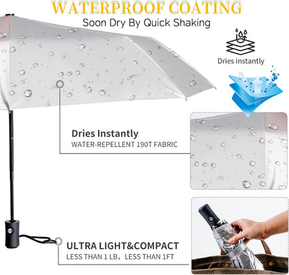 UPF 50+ UV Umbrellas for Sun Protection 41 Inch,Large Automatic Umbrellas for Rain Windproof, Compact Folding UV Blocking for Beach, Golf, Hiking & Daily Use