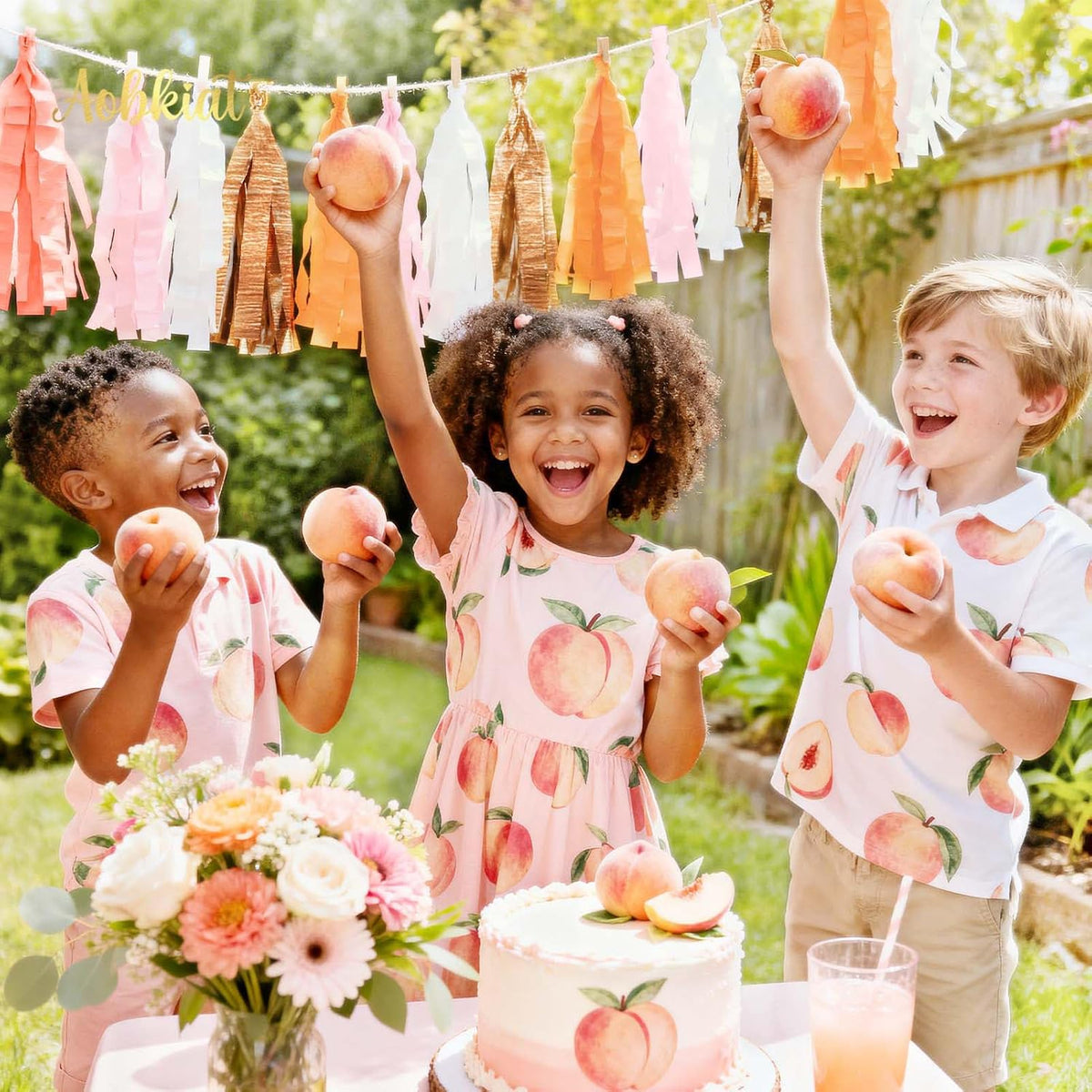 Streamers Party Decorations,5 Rolls Pastel Pink Gold Orange Color
