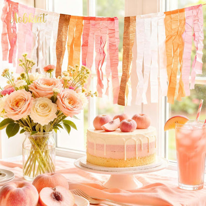 Streamers Party Decorations,5 Rolls Pastel Pink Gold Orange Color