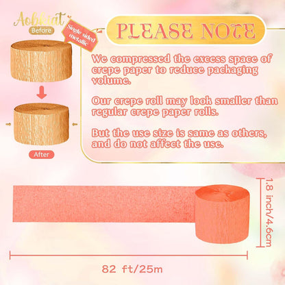 Streamers Party Decorations,5 Rolls Pastel Pink Gold Orange Color