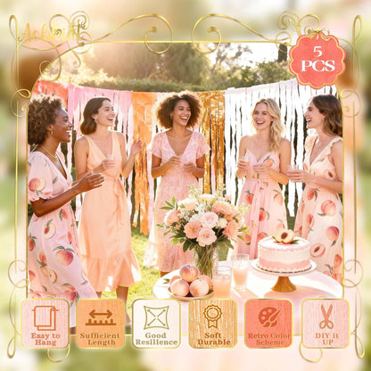 Streamers Party Decorations,5 Rolls Pastel Pink Gold Orange Color