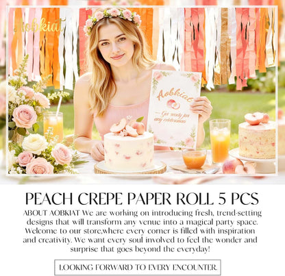 Streamers Party Decorations,5 Rolls Pastel Pink Gold Orange Color