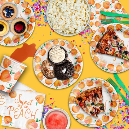 Sweet as a Peach Party Supplies Set Plates Napkins Cups Tableware Kit for 16