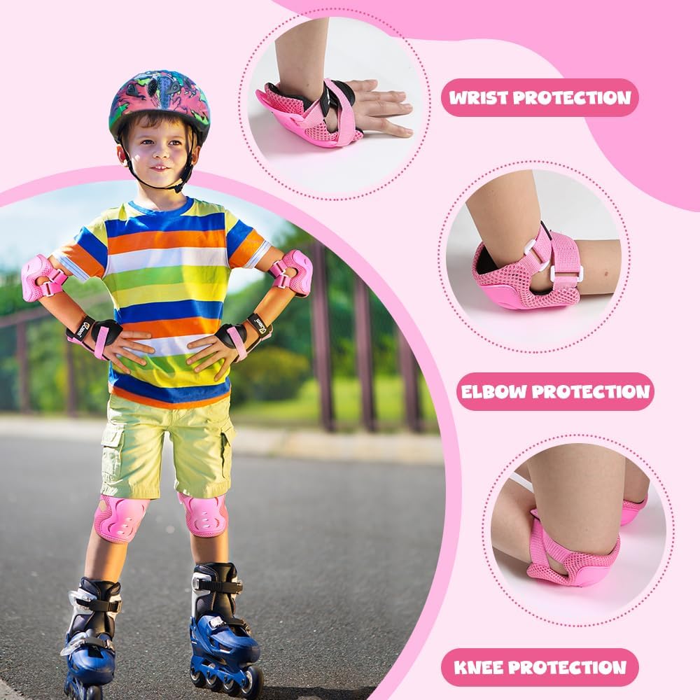 Knee Pad Elbow Pads and Wrist Guards Protective Gear Set for Skateboarding Cycling Roller Skating Inline Skating Scooter Riding BMX Biking Sports