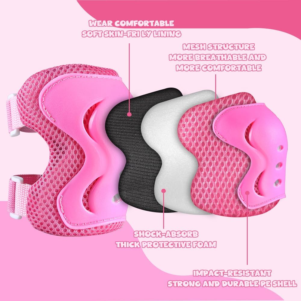 Knee Pad Elbow Pads and Wrist Guards Protective Gear Set for Skateboarding Cycling Roller Skating Inline Skating Scooter Riding BMX Biking Sports
