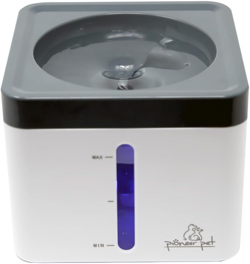 Pioneer Pet Mini Vortex Pet Water Fountain, 80oz/2.3L Cat Water Dispenser, Automatic and Self Cleaning Bowl with LED Light, Perfect for Indoor Cats, Dogs, and Multiple Pets, USB Plug-in