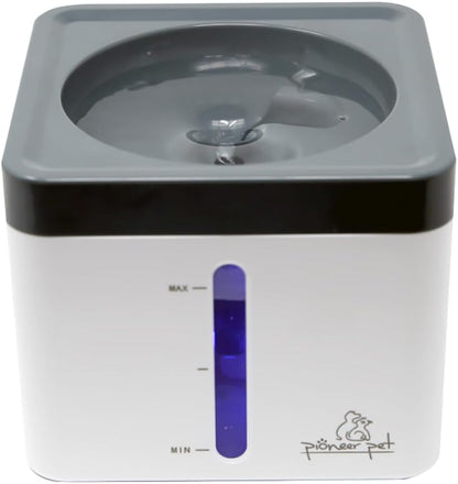 Pioneer Pet Mini Vortex Pet Water Fountain, 80oz/2.3L Cat Water Dispenser, Automatic and Self Cleaning Bowl with LED Light, Perfect for Indoor Cats, Dogs, and Multiple Pets, USB Plug-in
