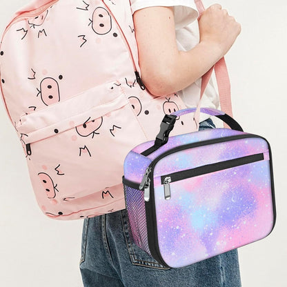 Kids Lunch Box for Boys Girls Lunch Bag Insulated Durable Lunchbox Children Lunch Tote Bag for School Pink Starry Sky