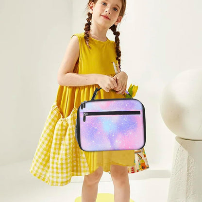 Kids Lunch Box for Boys Girls Lunch Bag Insulated Durable Lunchbox Children Lunch Tote Bag for School Pink Starry Sky