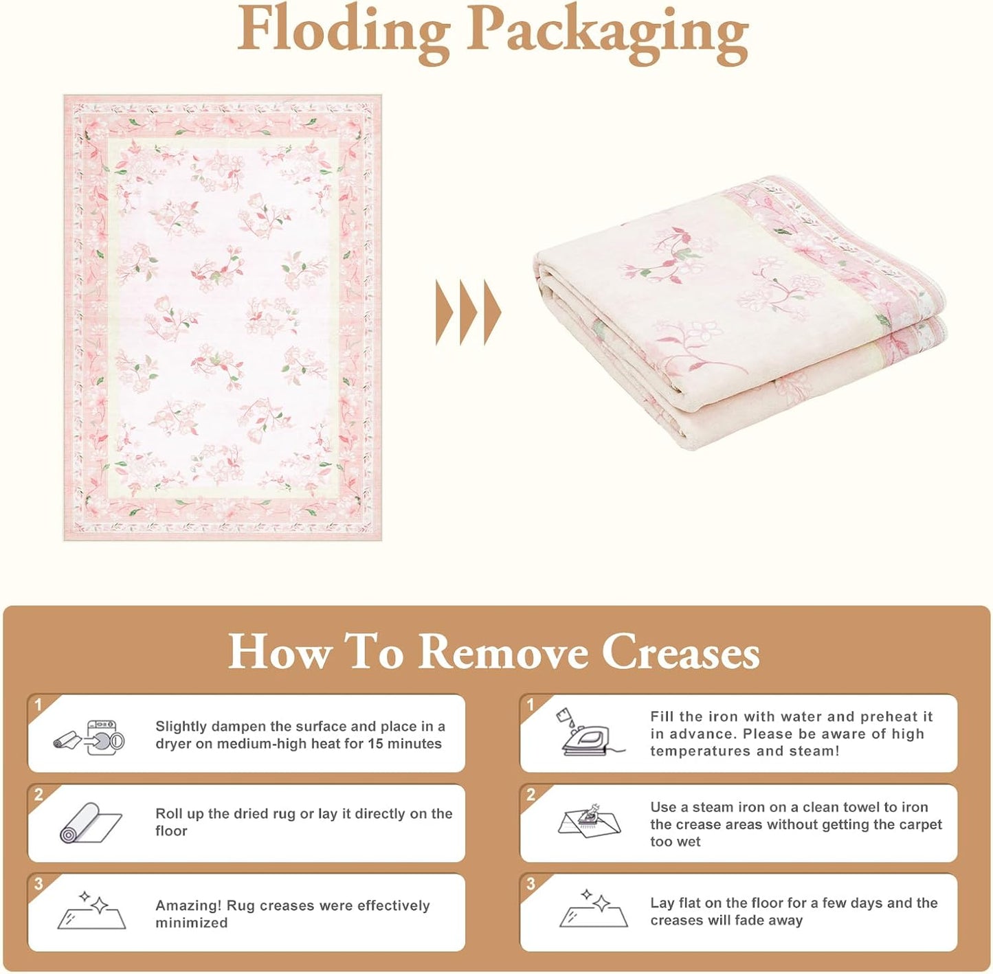 5x7 Soft Nursery Rug for Baby Girl, Light Pink Rug Non-Slip Faux Wool Rugs, Machine Washable Cute Rugs for Girls Room, Non-Shedding Floral Carpet for Bedroom Playroom