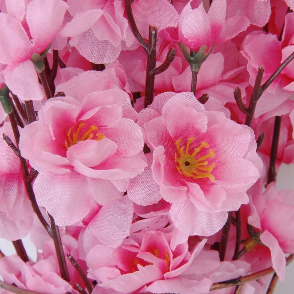8 pcs Artificial Peach Blossom Branches Fake Peach Flowers，Silk Peach Flowers Fake Plants Arrangement for DIY Garden Home Wedding Party Decor (Rose red)