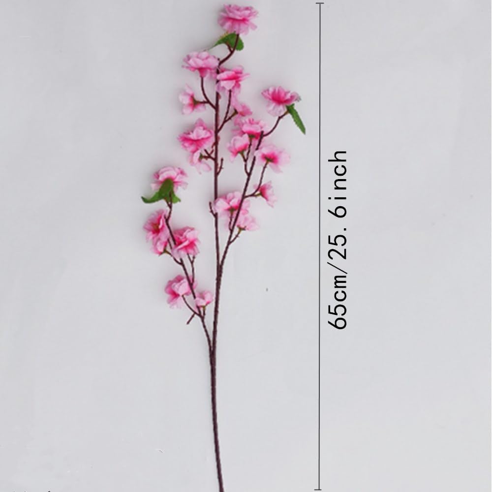 8 pcs Artificial Peach Blossom Branches Fake Peach Flowers，Silk Peach Flowers Fake Plants Arrangement for DIY Garden Home Wedding Party Decor (Rose red)