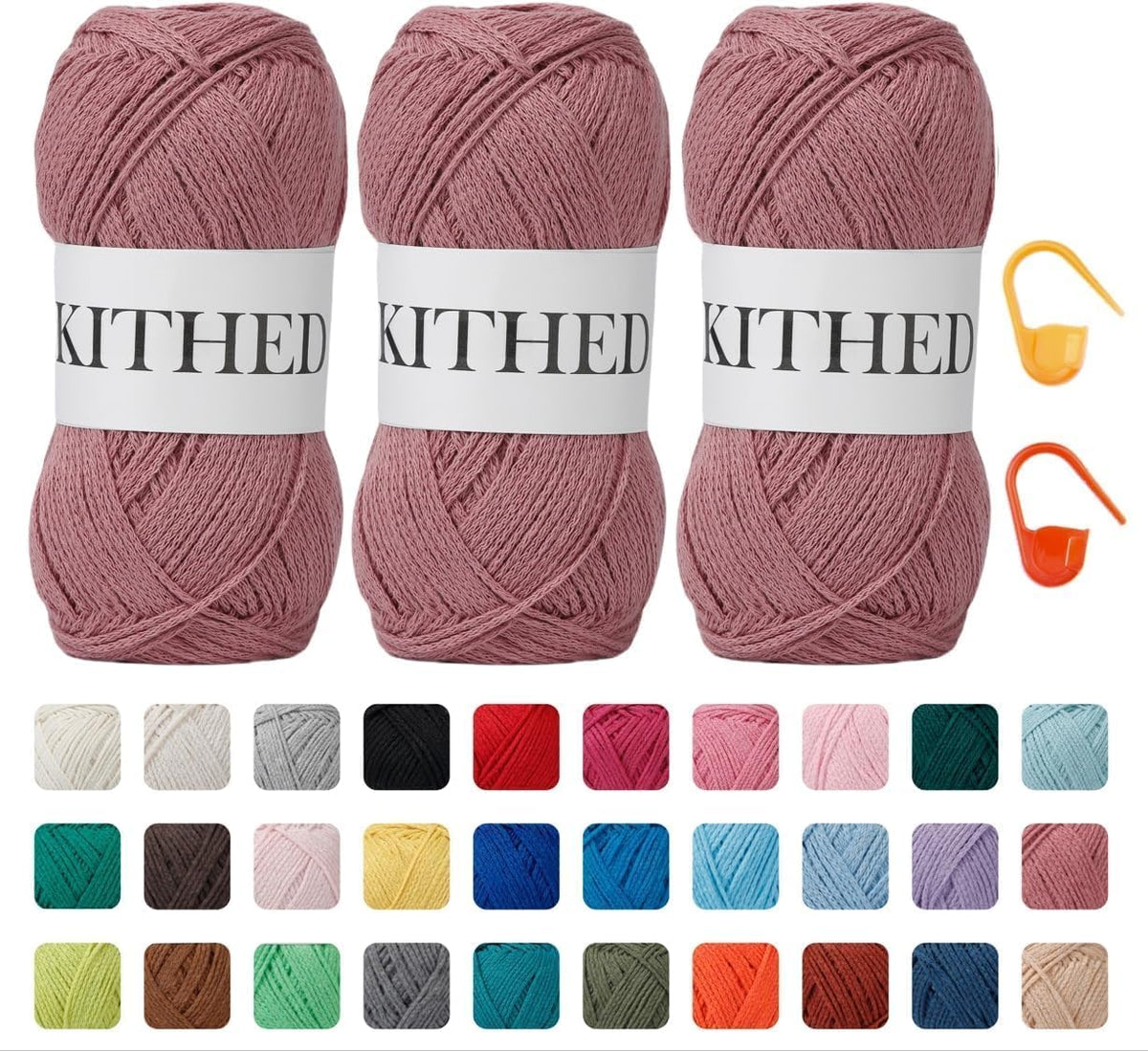 Cotton Chainette Yarn,4 Medium (Worsted)-10oz,3 Pack,Knitting Yarn for Beginners,Thicker for Crocheting and Knitting (31 Orchid Pink)