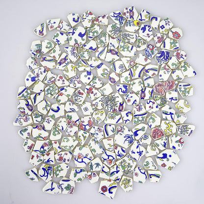 Lanyani Broken Ceramic Tile for Mosaic Crafts Floral Blue and White Porcelain China Tiles,11x11 inch, Pink