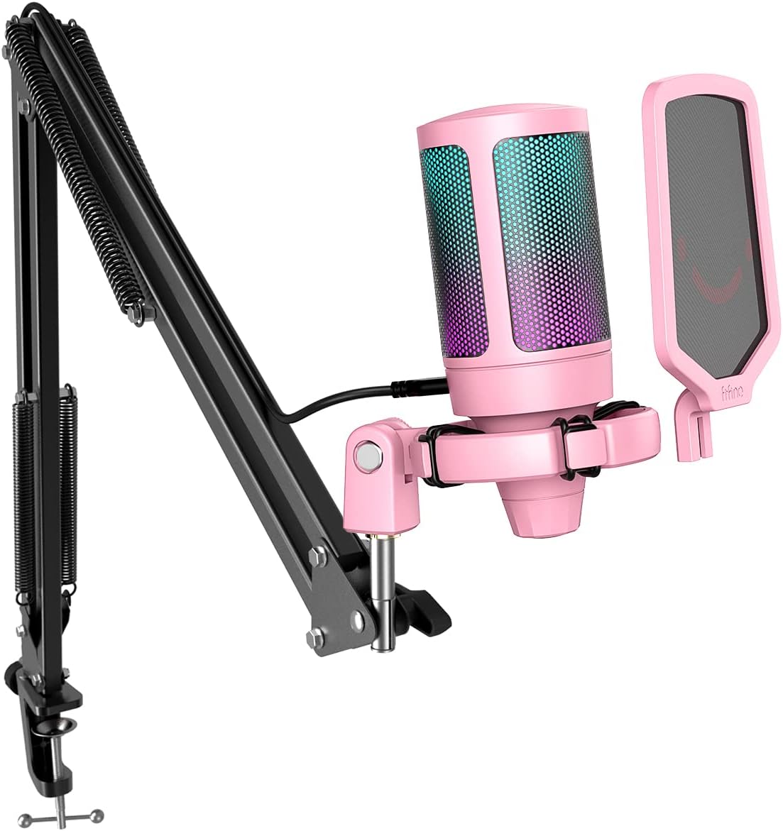 A6T Pink Gaming USB Condenser Microphone Kit for Podcast Streaming