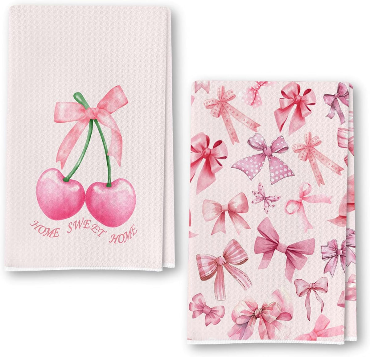 Coquette Trendy Rose Kitchen Towels - Chic Party Accents Hand Towels - Blush Tea Towels for Bathroom Culinary Design - Girls Room Styling Adorable Dish Towels Set of 2 18x26 Inch