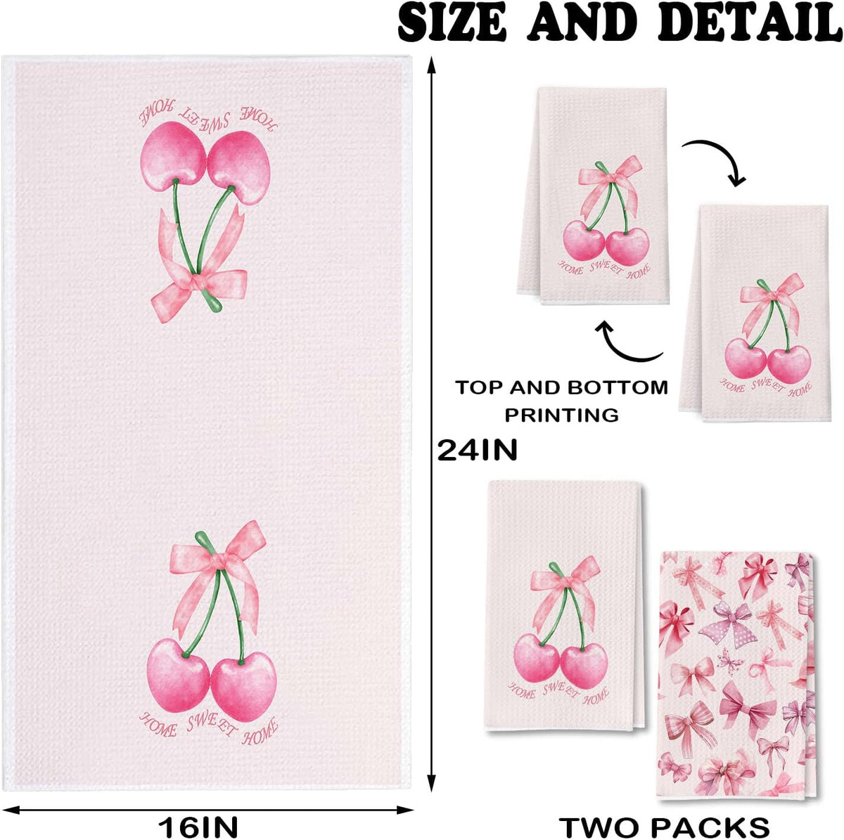 Coquette Trendy Rose Kitchen Towels - Chic Party Accents Hand Towels - Blush Tea Towels for Bathroom Culinary Design - Girls Room Styling Adorable Dish Towels Set of 2 18x26 Inch