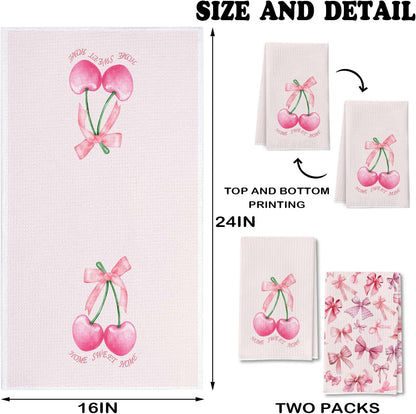 Coquette Trendy Rose Kitchen Towels - Chic Party Accents Hand Towels - Blush Tea Towels for Bathroom Culinary Design - Girls Room Styling Adorable Dish Towels Set of 2 18x26 Inch