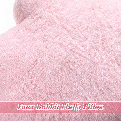 4 Pcs Heart Shaped Throw Pillows Fluffy Plush Decor,Pink