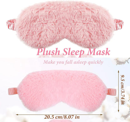 1 Pack Plush Sleep Eye Mask, Soft and Comfortable, Breathable Light Blocking Sleep Protector, Suitable for Adults, Children, Birthday Party Gifts (Pink)