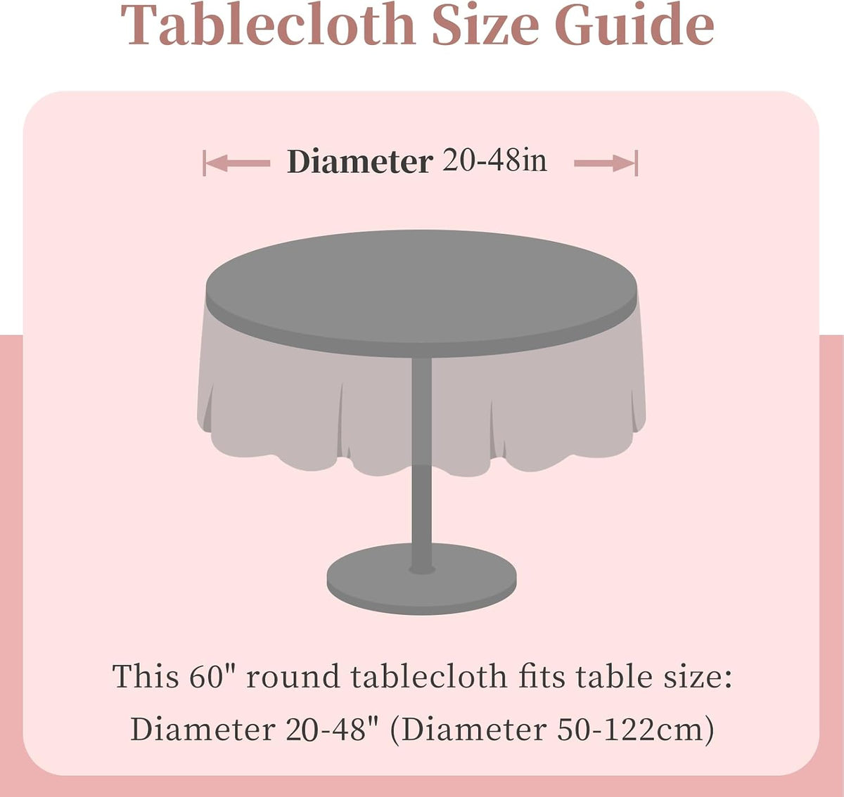 Pink Round Tablecloths 60 inch, Linen Textured Table Cloth Waterproof Circle Tablecloth Wrinkle Free Fabric Farmhouse Table Cover for Dining Parties Outdoor Holidays