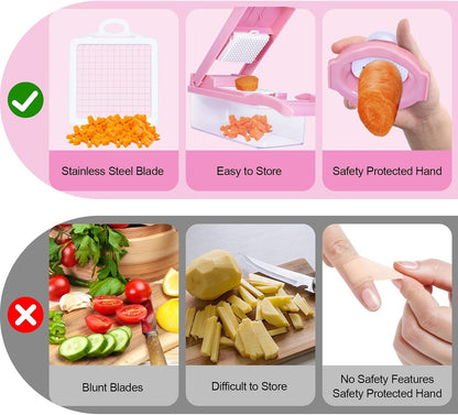 Vegetable Chopper & Food Dicer with Container, Onion, Garlic, Potato Slicer