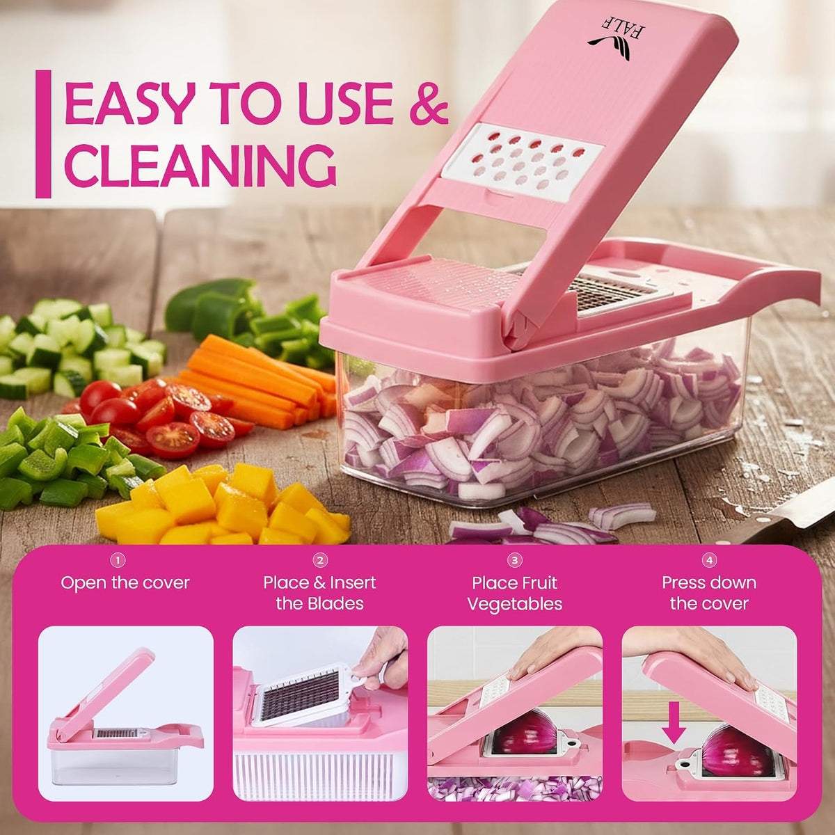 Vegetable Chopper & Food Dicer with Container, Onion, Garlic, Potato Slicer