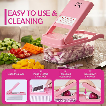 Vegetable Chopper & Food Dicer with Container, Onion, Garlic, Potato Slicer