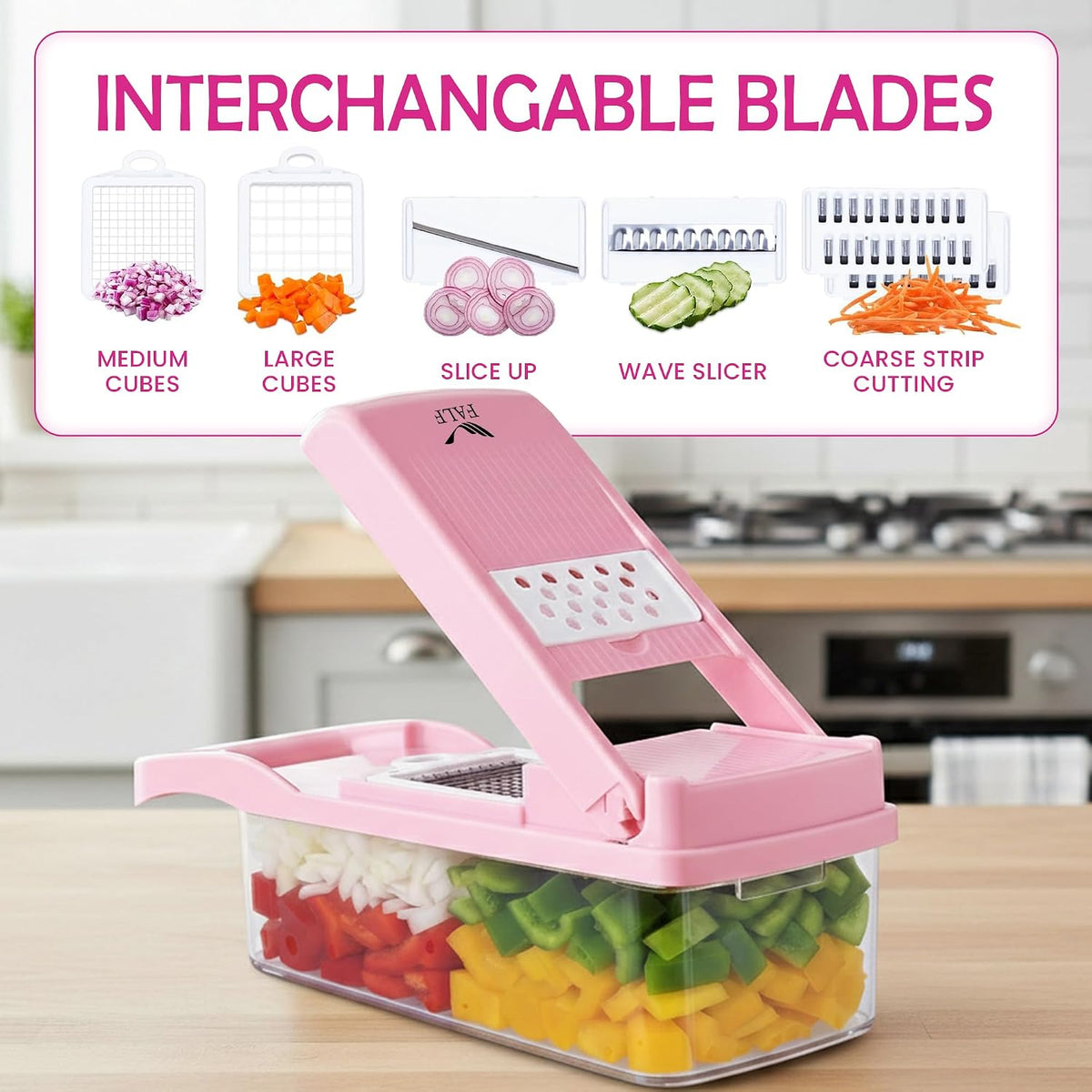 Vegetable Chopper & Food Dicer with Container, Onion, Garlic, Potato Slicer