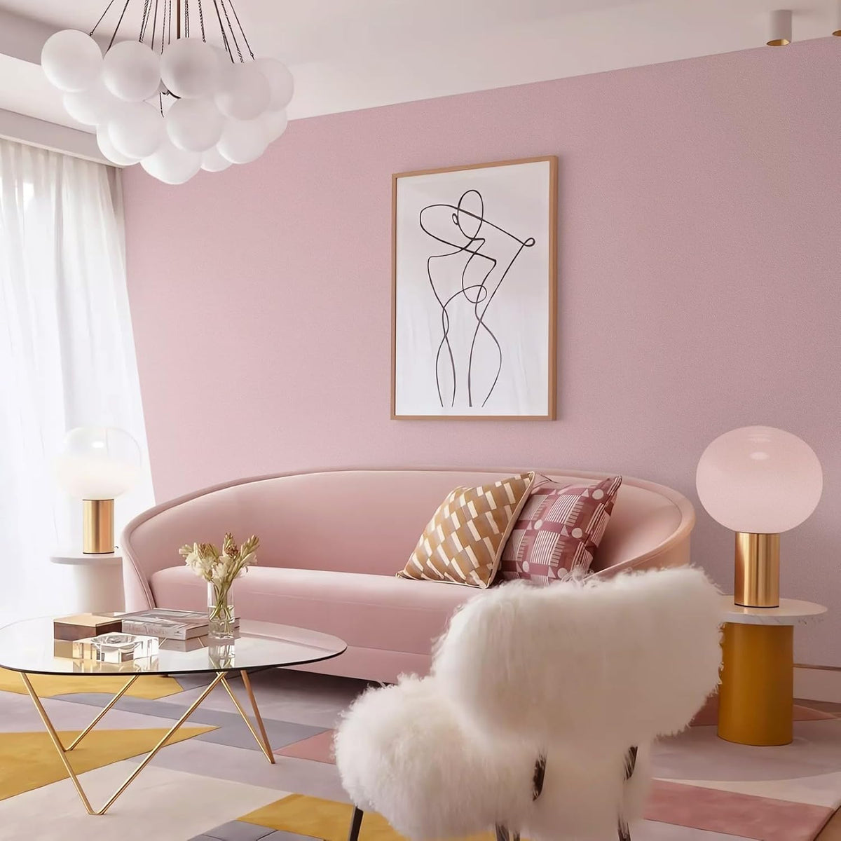 Pink Wallpaper Peel and Stick Pink Contact Paper 17.7''×118''Removable Self-Adhesive Wallpaper Matte Contact Paper for Cabinets and Drawers Girls Bedroom Vinyl Roll