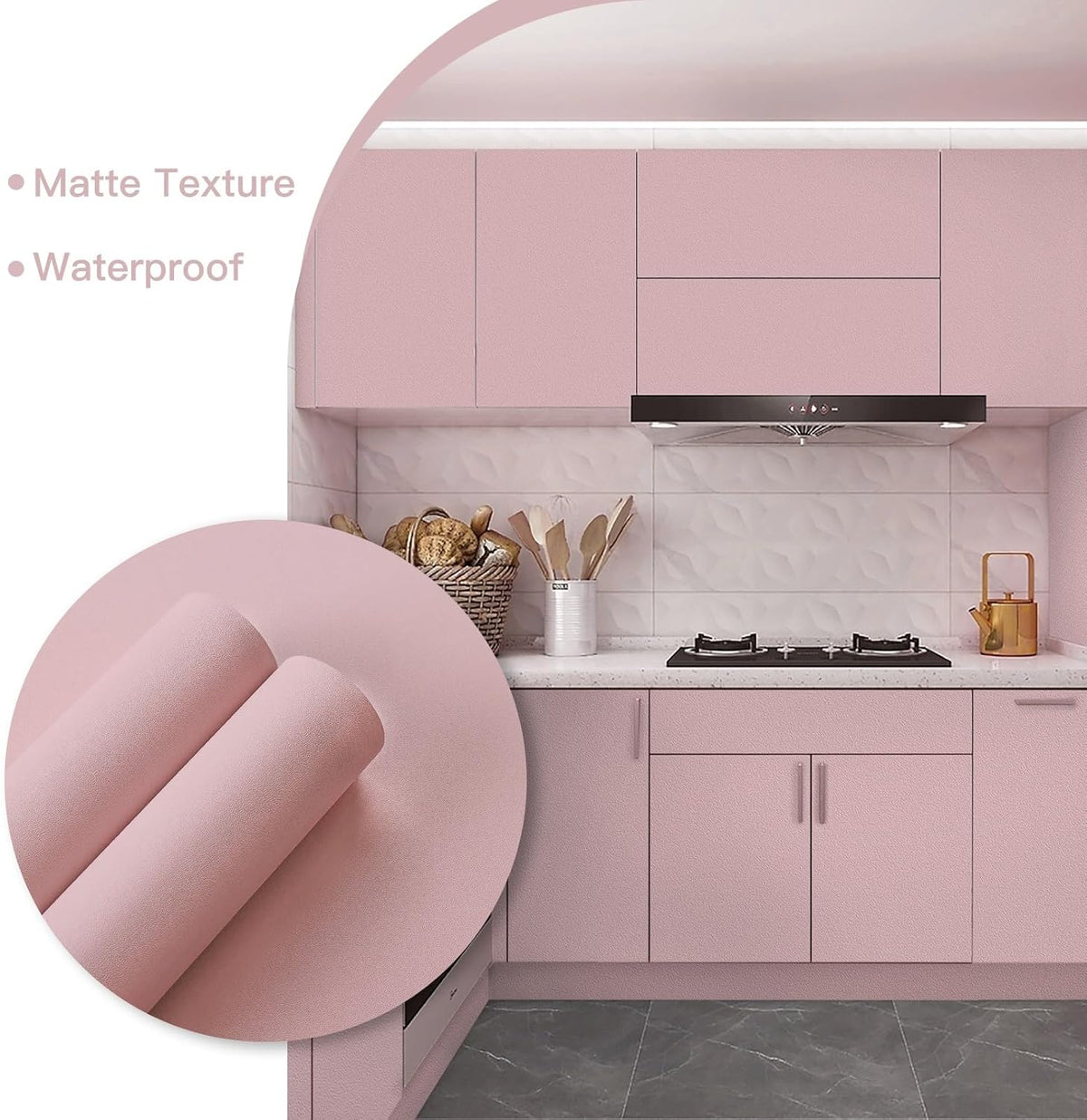 Pink Wallpaper Peel and Stick Pink Contact Paper 17.7''×118''Removable Self-Adhesive Wallpaper Matte Contact Paper for Cabinets and Drawers Girls Bedroom Vinyl Roll