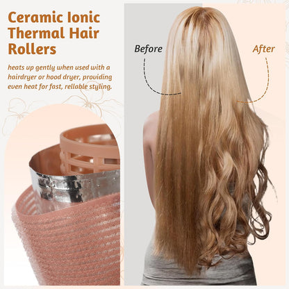 9pcs Ceramic Thermal Hair Rollers,Curlers for Long Medium Short Hair