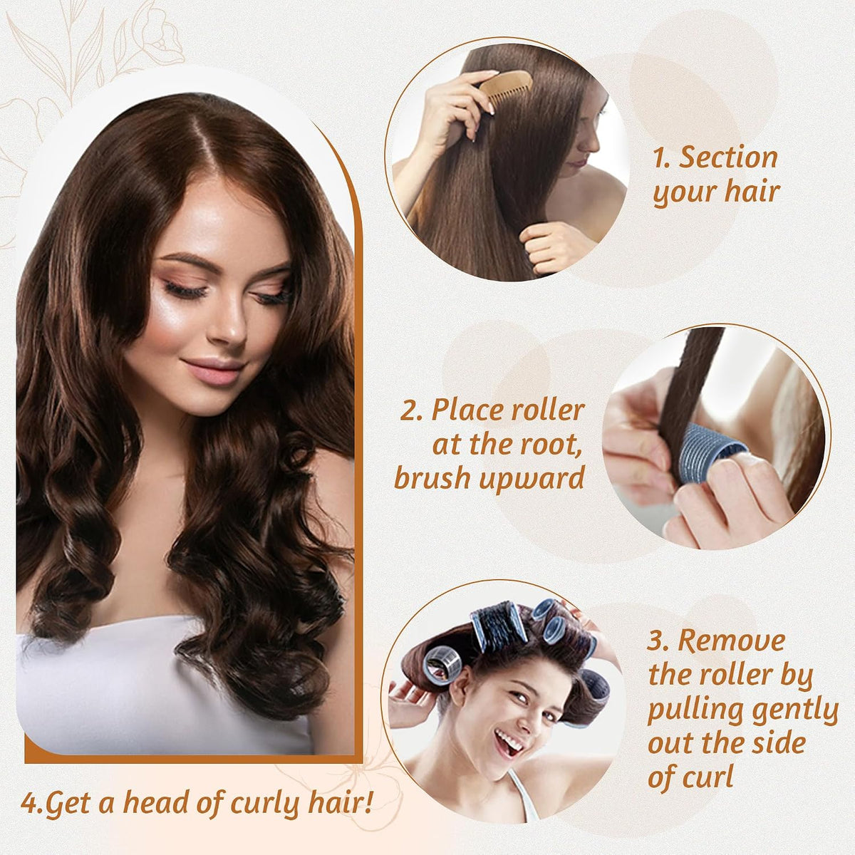 9pcs Ceramic Thermal Hair Rollers,Curlers for Long Medium Short Hair