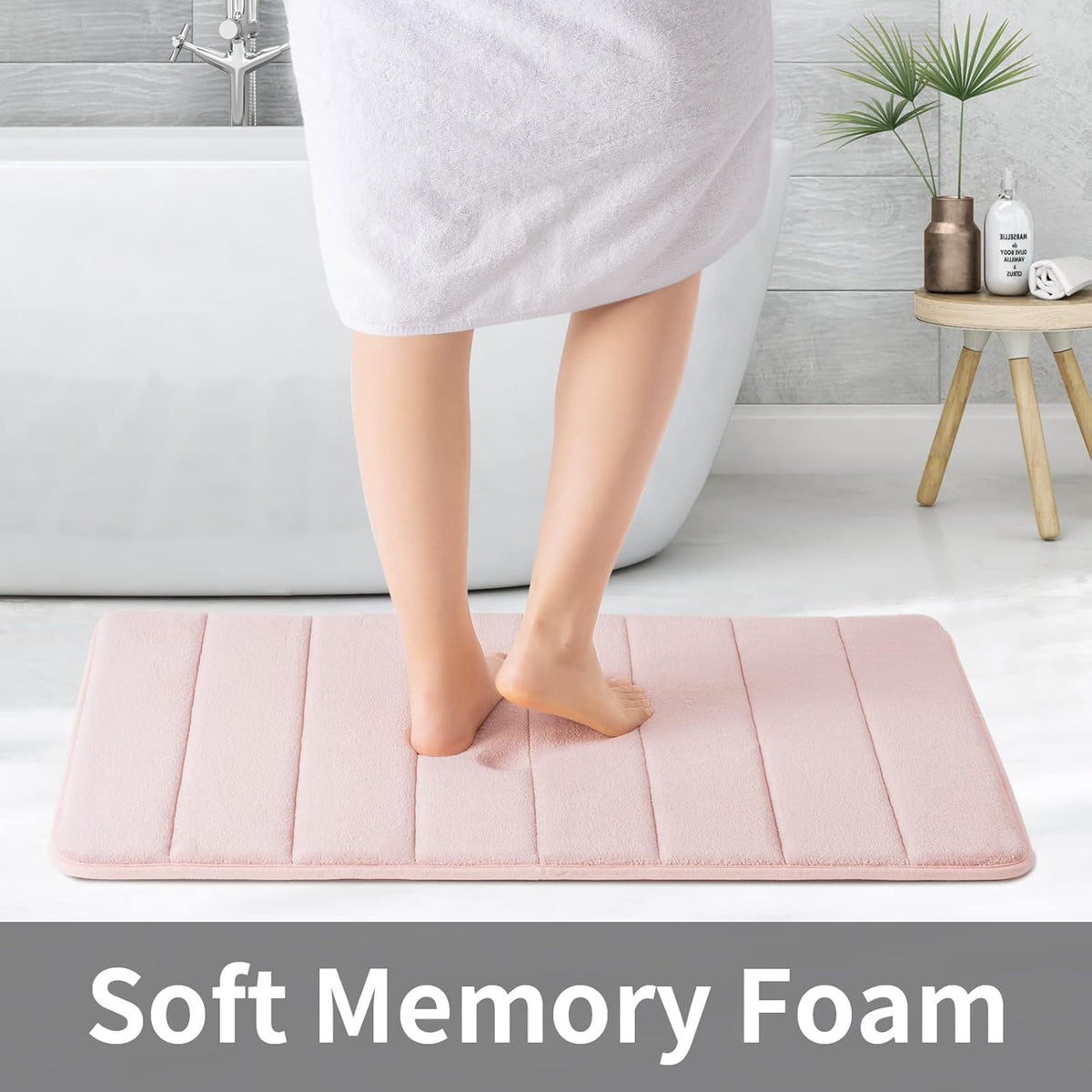Memory Foam Bath Mat, 20''x32'', Crystal Pink