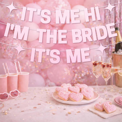 Pre-Strung It's Me Hi I'm The Bride It's Me Banner - Pearl Pink Banner