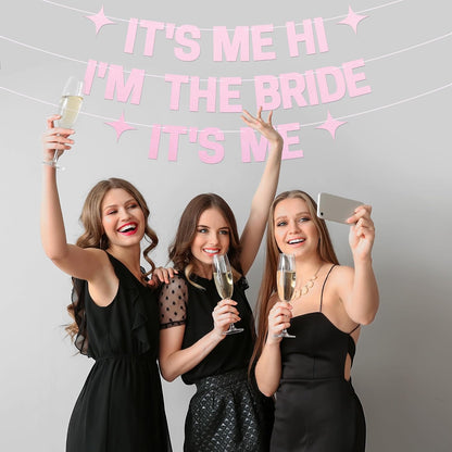 Pre-Strung It's Me Hi I'm The Bride It's Me Banner - Pearl Pink Banner