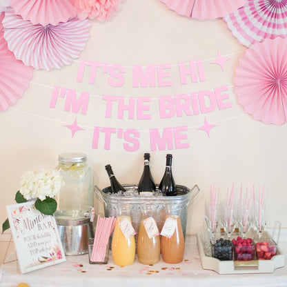 Pre-Strung It's Me Hi I'm The Bride It's Me Banner - Pearl Pink Banner