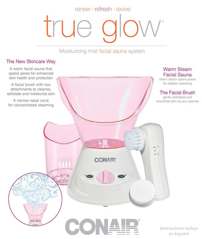 True Glow Moisturizing Mist Facial Sauna System; Pink / Cream