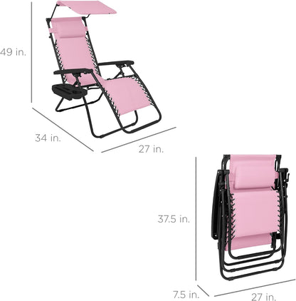 Zero Gravity Chair Recliner w/Canopy Shade