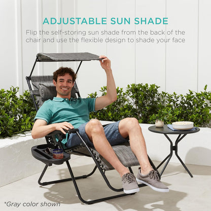 Zero Gravity Chair Recliner w/Canopy Shade